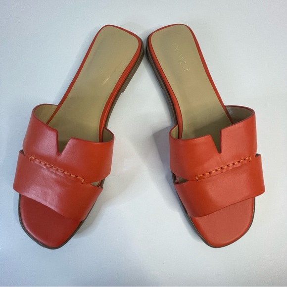 NINE WEST WOMEN’S GRANDA SLIP ON SLIDE SANDALS ORANGE SIZE 8.5 - Picture 1 of 9